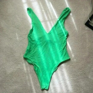 ZARA - neon green V neck  bodysuit. Size small